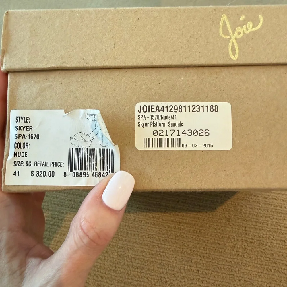 Joie Skyer Nude Beige Patent Platform Ankle Strap Sandals size 41 - Picture 3 of 10